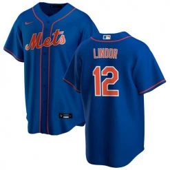 Fan Gear Nation Mens New York Mets Francisco Lindor Cool Base Jersey Blue