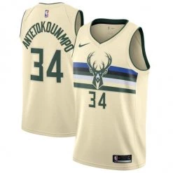Fan Gear Nation Men's Milwaukee Bucks Giannis Antetokounmpo Statement Edition Jersey Cream