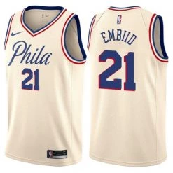 Fan Gear Nation Men's Philadelphia 76ers Joel Embiid Swingman Jersey City Edition Cream