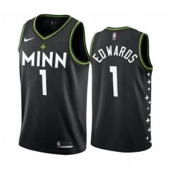 Fan Gear Nation Mens Minnesota Timberwolves Anthony Edwards City Edition Jersey Black