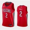 Fan Gear Nation Mens New Orleans Pelicans Lonzo Ball Statement Jersey Red