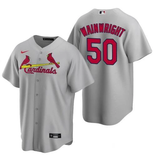 Fan Gear Nation Mens St. Louis Cardinals Adam Wainwright Cool Base Replica Jersey Grey