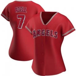 Fan Gear Nation Womens Los Angeles Angels Jo Adell Cool Base Replica Jersey Red