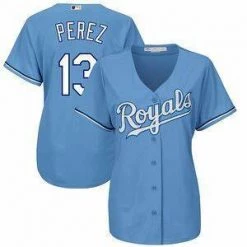 Fan Gear Nation Womens Kansas City Royals Salvador Perez Cool Base Replica Jersey Light Blue