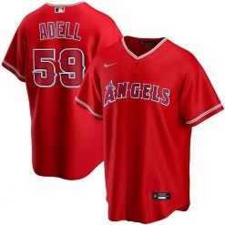 Fan Gear Nation Mens Los Angeles Angels Jo Adell Cool Base Replica Jersey Red