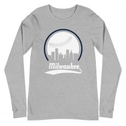 Fan Gear Nation Unisex Milwaukee Brewers Baseball Long Sleeve Tee Shirt