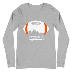 Fan Gear Nation Unisex Cincinnati Bengals Football Premium Long Sleeve Tee Shirt
