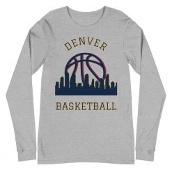 Fan Gear Nation Denver Nuggets Basketball Premium Long Sleeve Tee Shirt Unisex Cotton