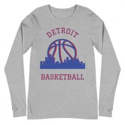 Fan Gear Nation Detroit Pistons Basketball Premium Long Sleeve Tee Shirt Unisex Cotton