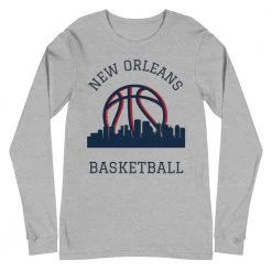 Fan Gear Nation New Orleans Pelicans Basketball Premium Long Sleeve Tee Shirt Unisex Cotton