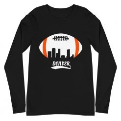 Fan Gear Nation Unisex Denver Broncos Football Premium Long Sleeve Tee Shirt