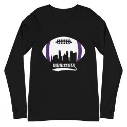 Fan Gear Nation Unisex Minnesota Vikings Football Premium Long Sleeve Tee Shirt