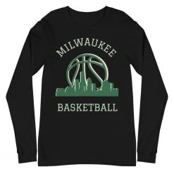 Fan Gear Nation Milwaukee Bucks Basketball Premium Long Sleeve Tee Shirt Unisex Cotton