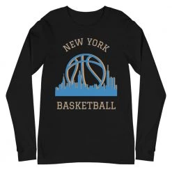 Fan Gear Nation New York Knicks Basketball Premium Long Sleeve Tee Shirt Unisex Cotton