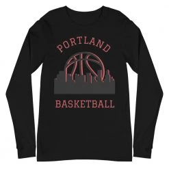 Fan Gear Nation Portland Trailblazers Basketball Premium Long Sleeve Tee Shirt Unisex Cotton