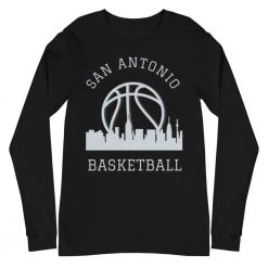 Fan Gear Nation San Antonio Spurs Basketball Premium Long Sleeve Tee Shirt Unisex Cotton