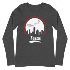 Fan Gear Nation Unisex Texas Rangers Baseball Long Sleeve Tee Shirt