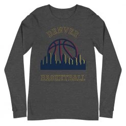 Fan Gear Nation Denver Nuggets Basketball Premium Long Sleeve Tee Shirt Unisex Cotton
