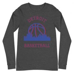 Fan Gear Nation Detroit Pistons Basketball Premium Long Sleeve Tee Shirt Unisex Cotton
