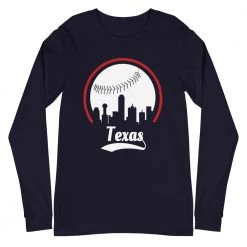 Fan Gear Nation Unisex Texas Rangers Baseball Long Sleeve Tee Shirt