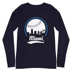 Fan Gear Nation Unisex Miami Marlins Baseball Long Sleeve Tee Shirt