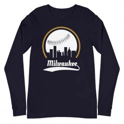 Fan Gear Nation Unisex Milwaukee Brewers Baseball Long Sleeve Tee Shirt