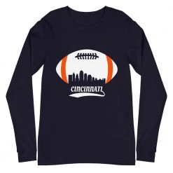 Fan Gear Nation Unisex Cincinnati Bengals Football Premium Long Sleeve Tee Shirt