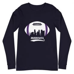 Fan Gear Nation Unisex Minnesota Vikings Football Premium Long Sleeve Tee Shirt