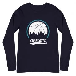 Fan Gear Nation Unisex Charlotte Hornets Basketball Premium Long Sleeve Tee Shirt
