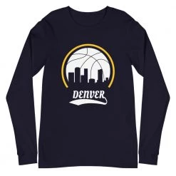 Fan Gear Nation Unisex Denver Nuggets Basketball Premium Long Sleeve Tee Shirt