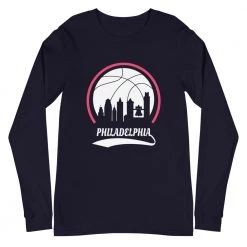 Fan Gear Nation Unisex Philadelphia 76Ers Basketball Premium Long Sleeve Tee Shirt