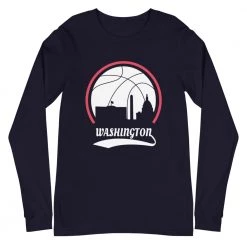 Fan Gear Nation Unisex Washington Wizards Basketball Premium Long Sleeve Tee Shirt