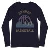 Fan Gear Nation Denver Nuggets Basketball Premium Long Sleeve Tee Shirt Unisex Cotton