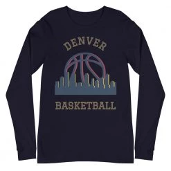 Fan Gear Nation Denver Nuggets Basketball Premium Long Sleeve Tee Shirt Unisex Cotton