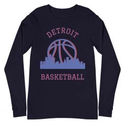 Fan Gear Nation Detroit Pistons Basketball Premium Long Sleeve Tee Shirt Unisex Cotton
