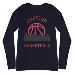 Fan Gear Nation Houston Rockets Basketball Premium Long Sleeve Tee Shirt Unisex Cotton