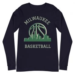 Fan Gear Nation Milwaukee Bucks Basketball Premium Long Sleeve Tee Shirt Unisex Cotton