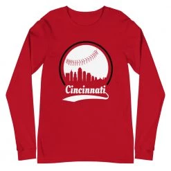 Fan Gear Nation Unisex Cincinnati Reds Baseball Long Sleeve Tee Shirt