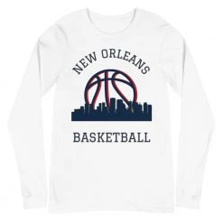 Fan Gear Nation New Orleans Pelicans Basketball Premium Long Sleeve Tee Shirt Unisex Cotton