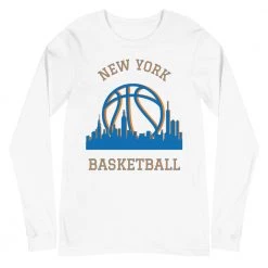 Fan Gear Nation New York Knicks Basketball Premium Long Sleeve Tee Shirt Unisex Cotton