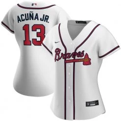 Fan Gear Nation Womens Atlanta Braves Ronald Acuna Cool Base Replica Jersey White